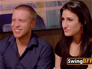 silent couple shares intimate moments with other crazy swingers